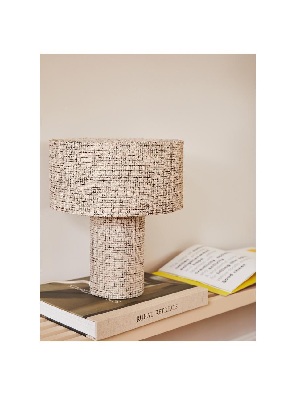 Tweed-Tischlampe Ron, Lampenschirm: Tweed (100% Leinen), Lampenfuß: Tweed (100% Leinen), Tweed Braun, Ø 30 x H 35 cm