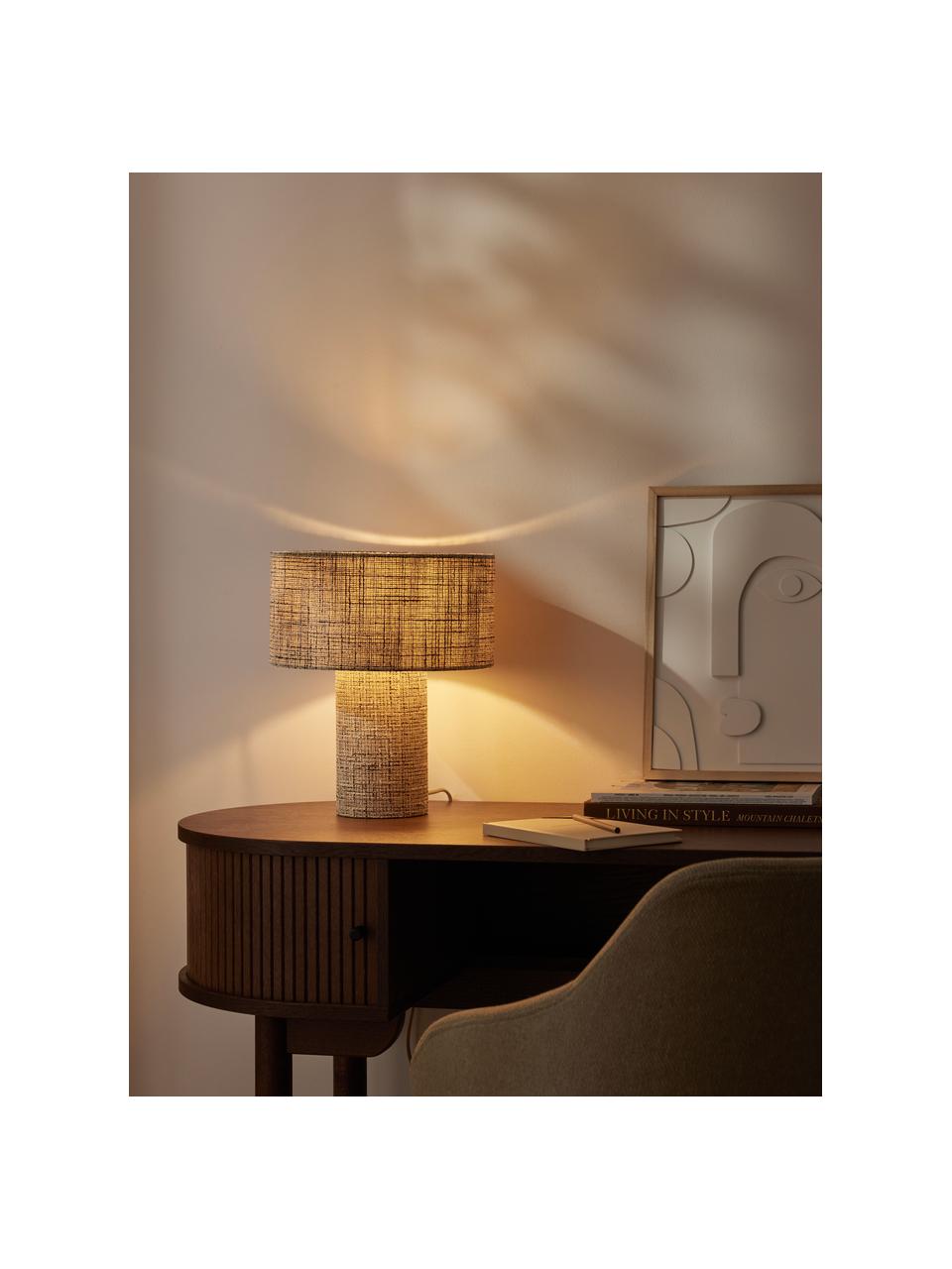Bouclé stolní lampa Ron, Odstíny hnědé, Ø 30 cm, V 35 cm