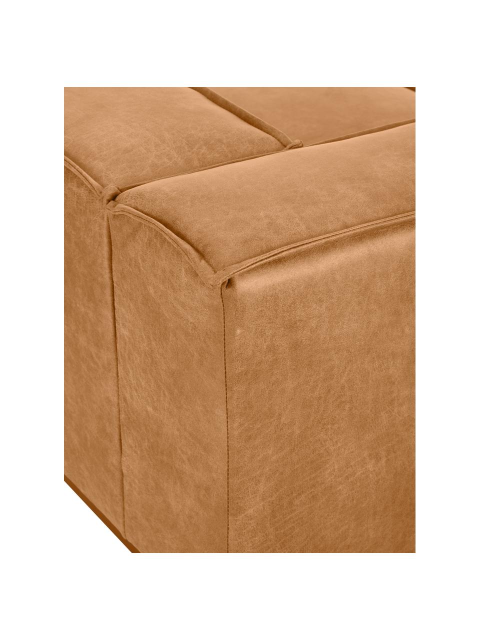 Leder-Sofa Abigail (3-Sitzer) in Braun mit Metall-Füssen, Bezug: Lederfaserstoff (70% Lede, Beine: Metall, lackiert, Leder Braun, B 230 x T 95 cm