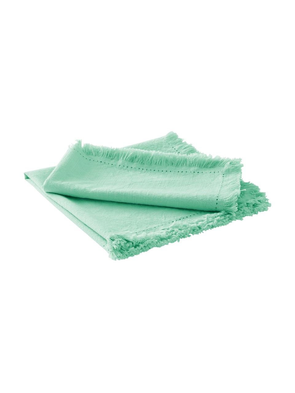 Serviettes de table en coton vert menthe Hilma, 2 pièces, Vert menthe