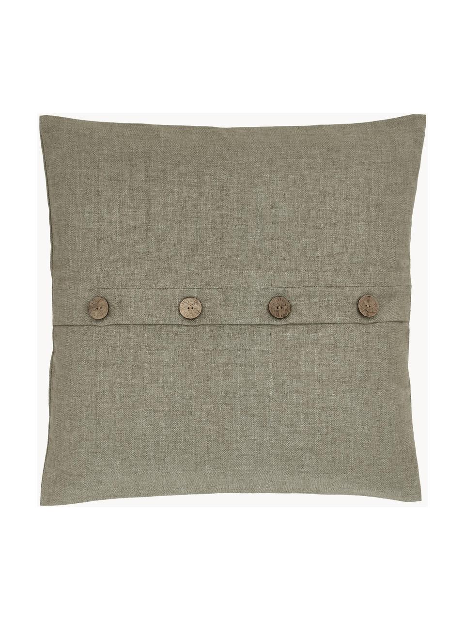 Housse de coussin 45x45 Blanche, 60 % polyester, 25 % coton, 15 % lin, Vert, larg. 45 x long. 45 cm