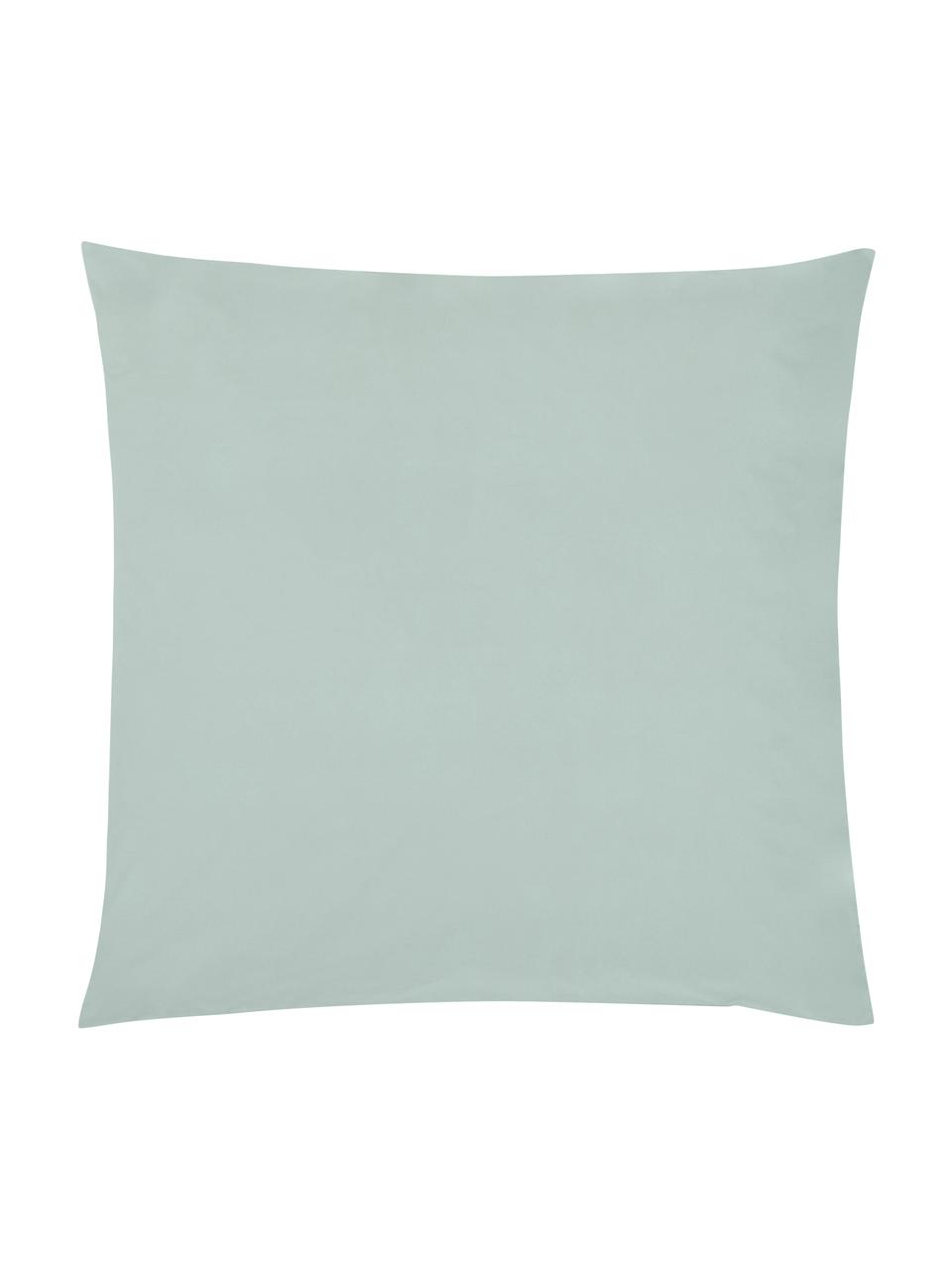 Taies d'oreiller en percale vert sauge Elsie, 2 pièces, 65 x 65 cm, Vert sauge, larg. 65 x long. 65 cm