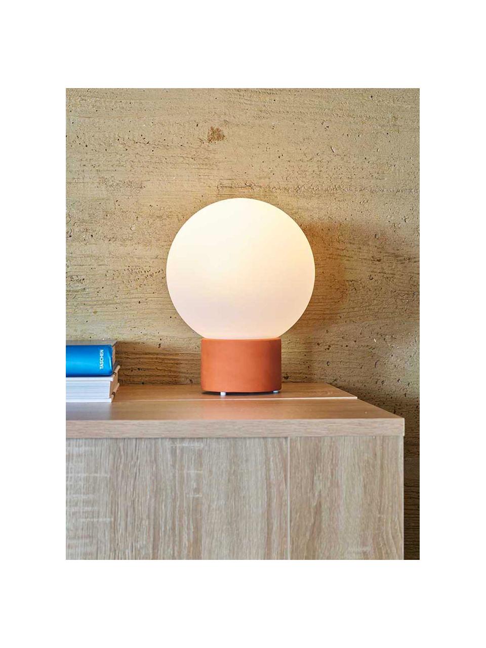 Mobiele dimbare LED tafellamp Terra met touch functie, Lampenkap: polyethyleen, Lampvoet: terracotta, Wit, oranje, Ø 20 x H 25 cm