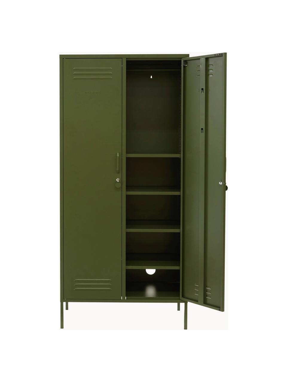 Malá šatní skříň The Twinny, Ocel s práškovým nástřikem, Tmavě zelená, Š 85 cm, V 183 cm