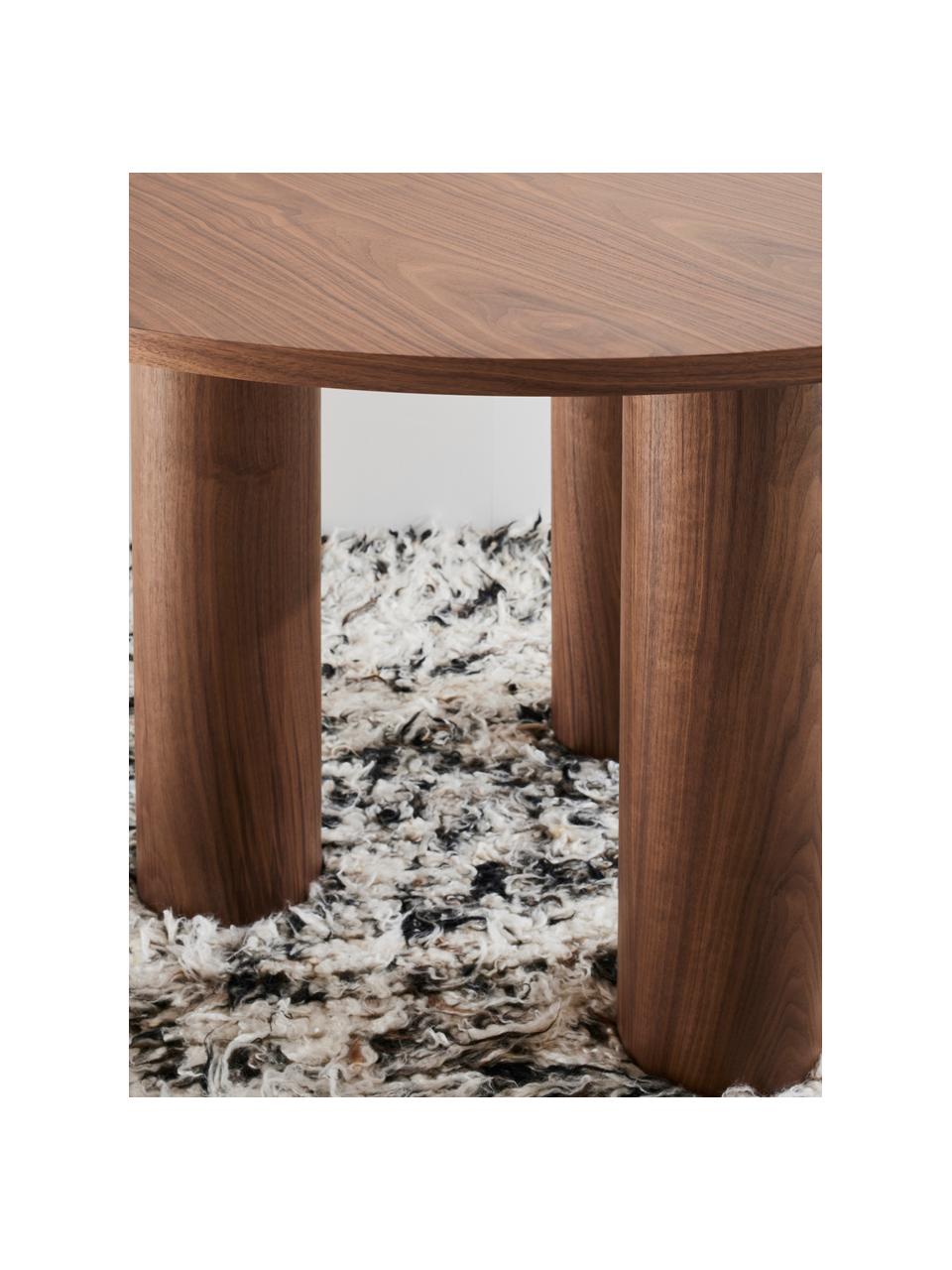 Okrúhly stolík Colette, Ø 120 cm, MDF-doska strednej hustoty, s dyhou z orechového dreva, Tmavohnedá, Ø 120 x V 72 cm