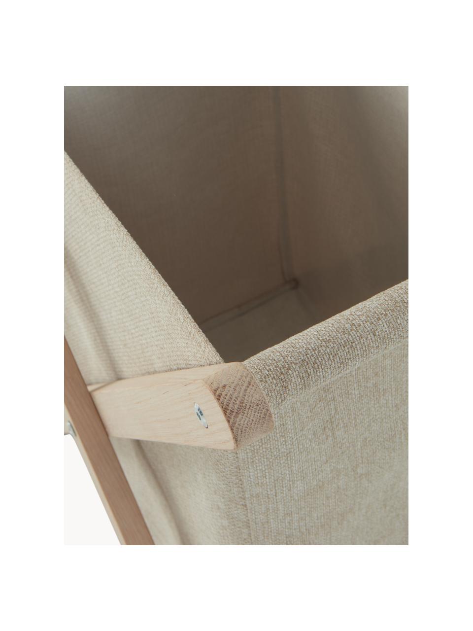 Cesta de ropa de madera de roble Vik, 35 cm, Bolsa: 97% poliéster, 3% nylon, Estructura: madera de roble, Beige, madera clara, An 35 x Al 50 cm