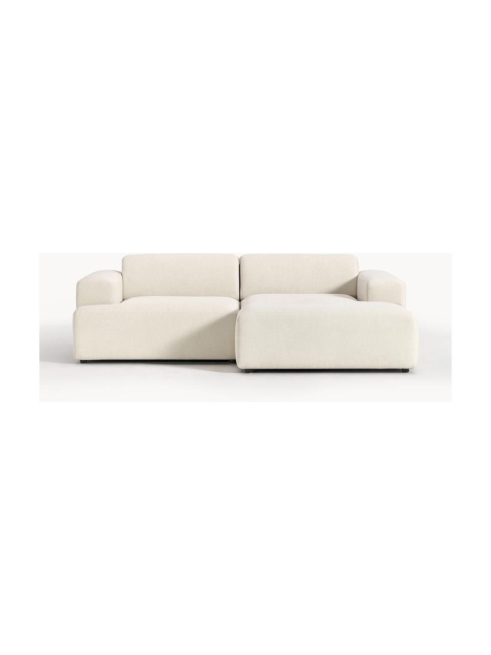 Canapé d'angle 3 places Melva, Tissu blanc cassé, larg. 238 x prof. 143 cm, dossier à droite