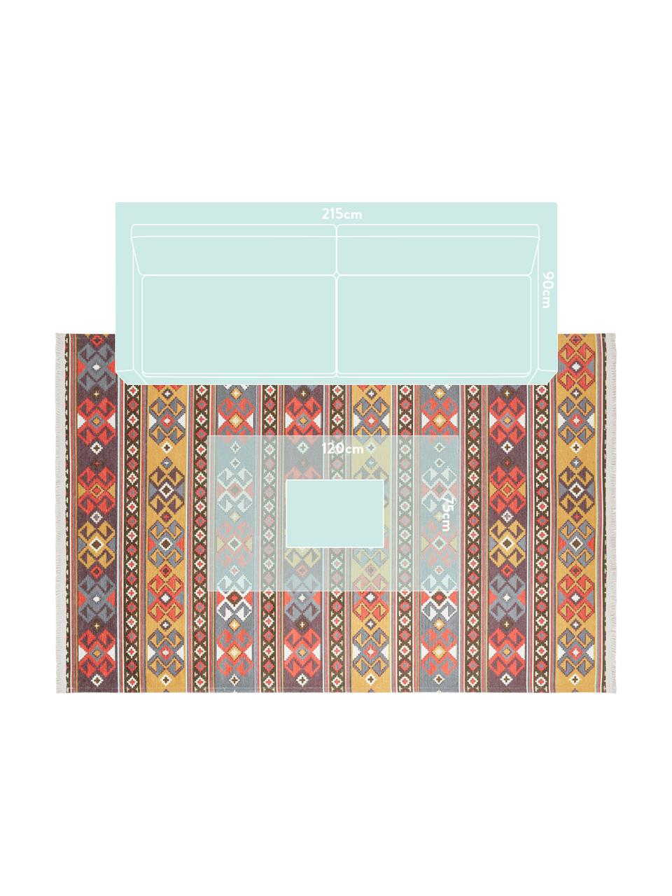 Alfombra kilim Kevan, estilo oriental, Parte superior: 50% poliéster, 50% algodó, Reverso: poliéster, Multicolor, An 180 x L 280 cm (Tamaño M)