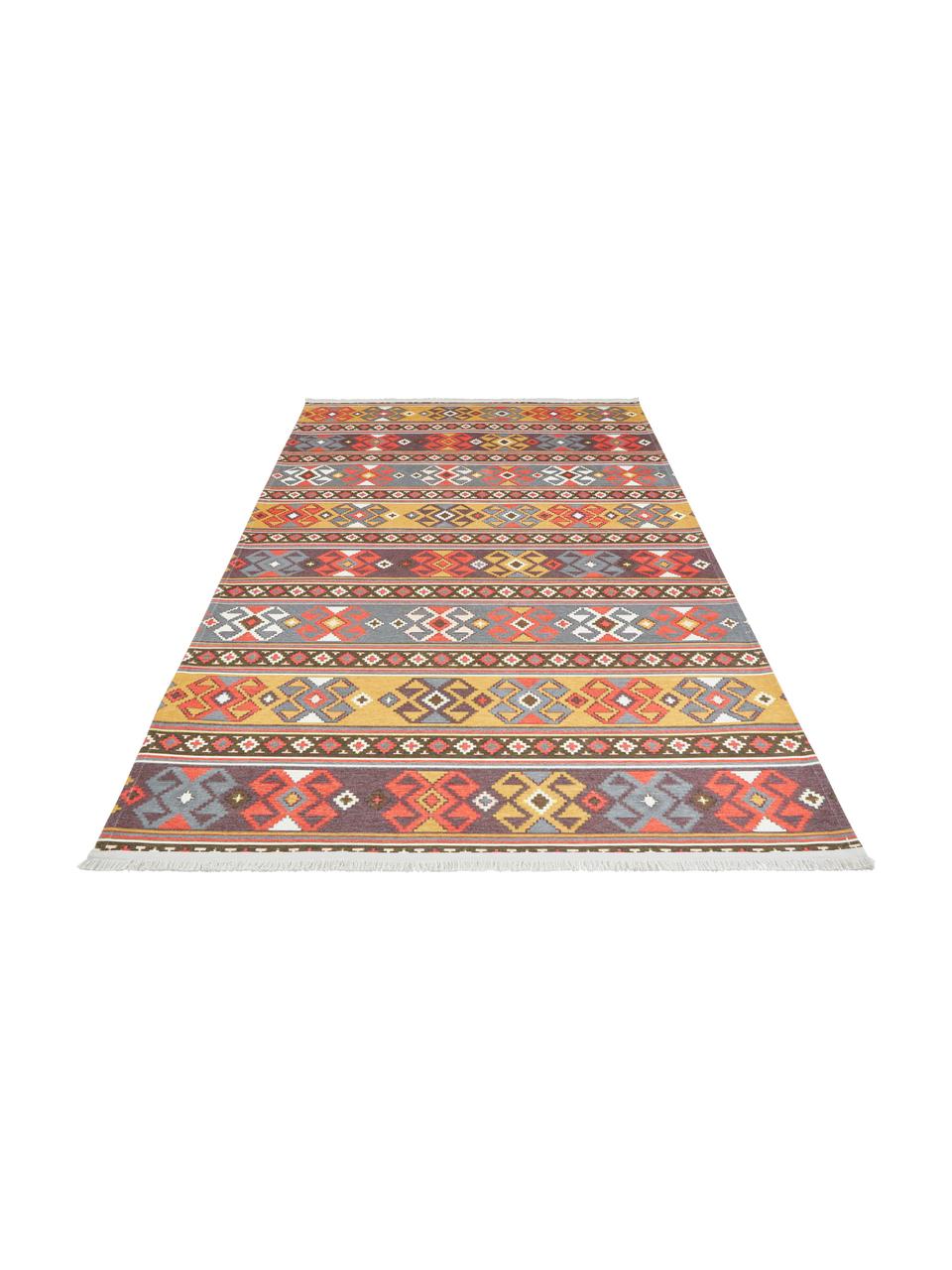 Alfombra kilim Kevan, estilo oriental, Parte superior: 50% poliéster, 50% algodó, Reverso: poliéster, Multicolor, An 180 x L 280 cm (Tamaño M)