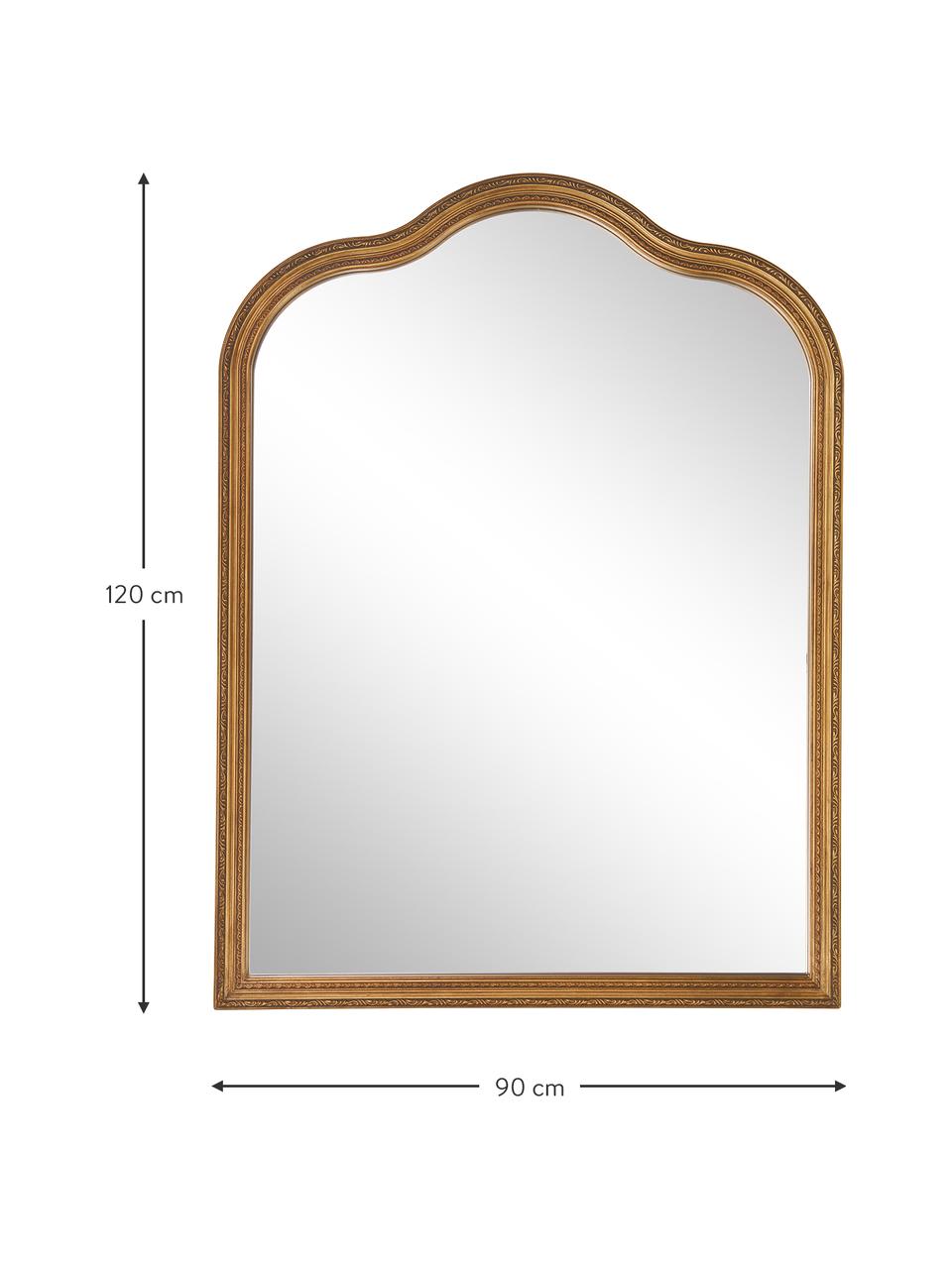 Espejo de pared de madera Muriel, estilo barroco, Espejo: cristal, Parte trasera: metal, tablero de fibras , Dorado, An 90 x Al 120 cm