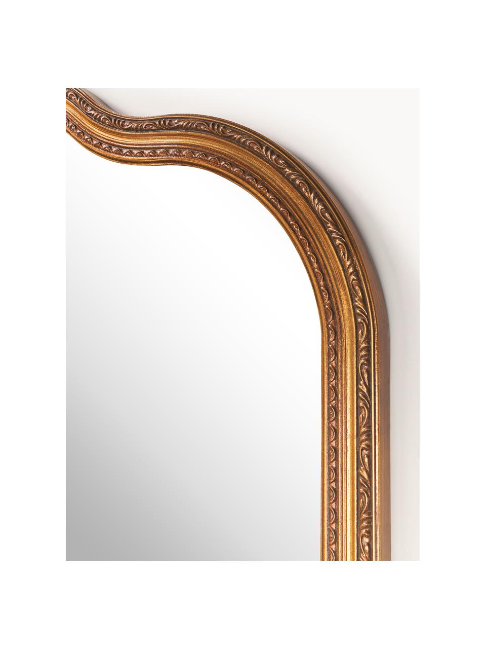 Barock-Wandspiegel Muriel, Rahmen: Massivholz, mit Goldfolie, Spiegelfläche: Spiegelglas, Rückseite: Metall, Mitteldichte Holz, Goldfarben, B 90 x H 120 cm
