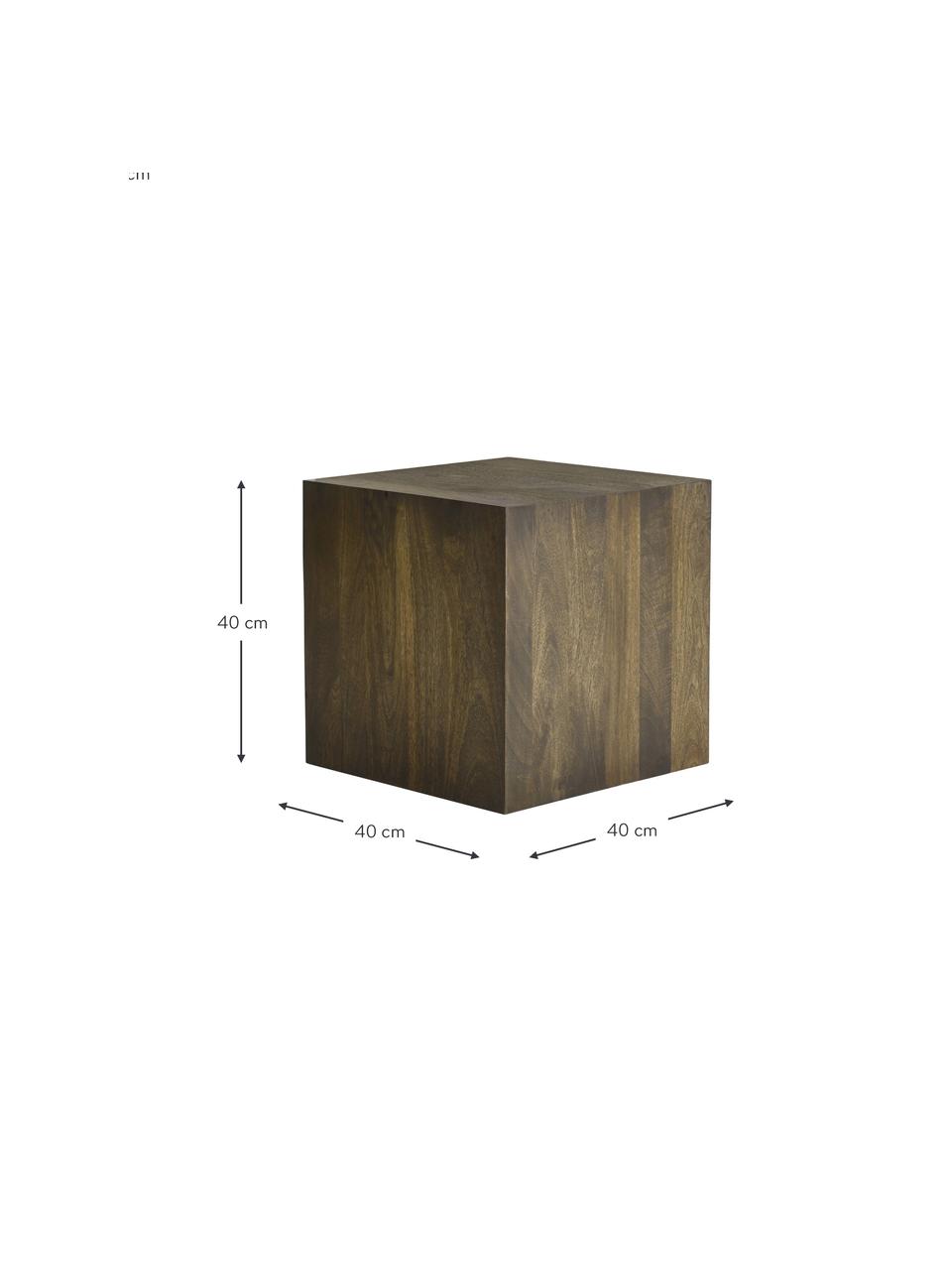 Dřevěný odkládací stolek Box, Mangové dřevo, MDF deska (dřevovláknitá deska střední hustoty), Mangové dřevo, Š 40 cm, V 40 cm