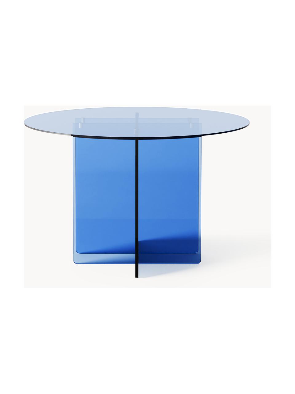 Ronde Glazen eettafel Anouk, Ø 120 cm, Glas, Blauw, Ø 120 cm