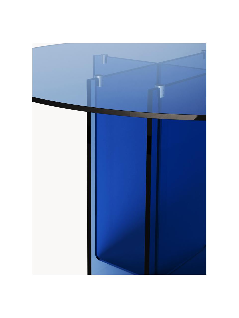 Ronde Glazen eettafel Anouk, Ø 120 cm, Glas, Blauw, Ø 120 cm