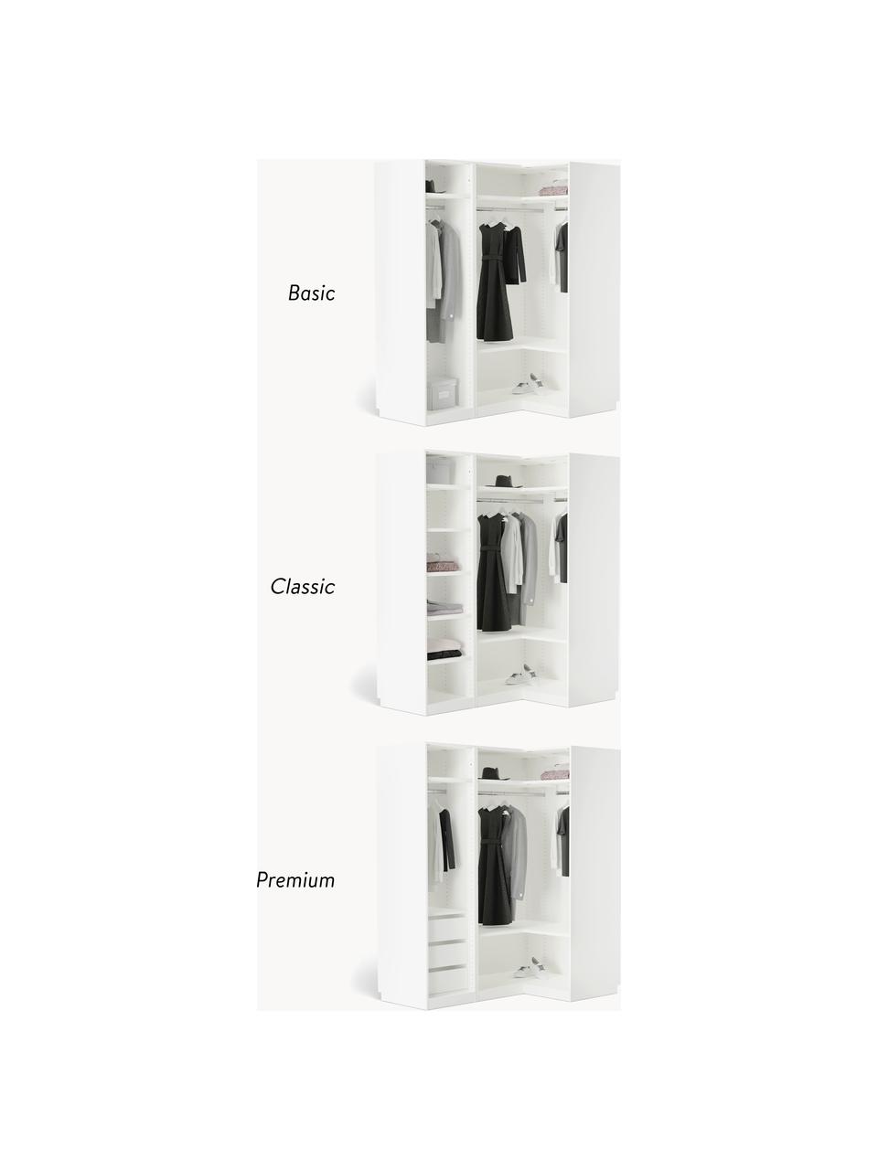 Modulární rohová šatní skříň Leon, Š 165 cm, více variant, Bílá, Vnitřní část Basic, Š 165 cm x V 200 cm, s rohovým modulem
