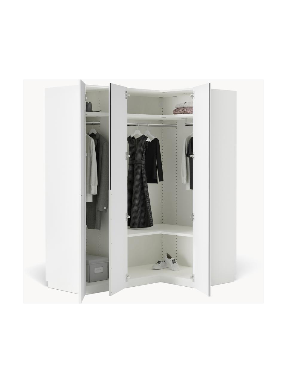 Armoire d'angle modulaire Leon, larg. 165 cm, plusieurs variantes, Blanc, Premium Interior : larg. 165 x haut. 236 cm, avec module d'angle