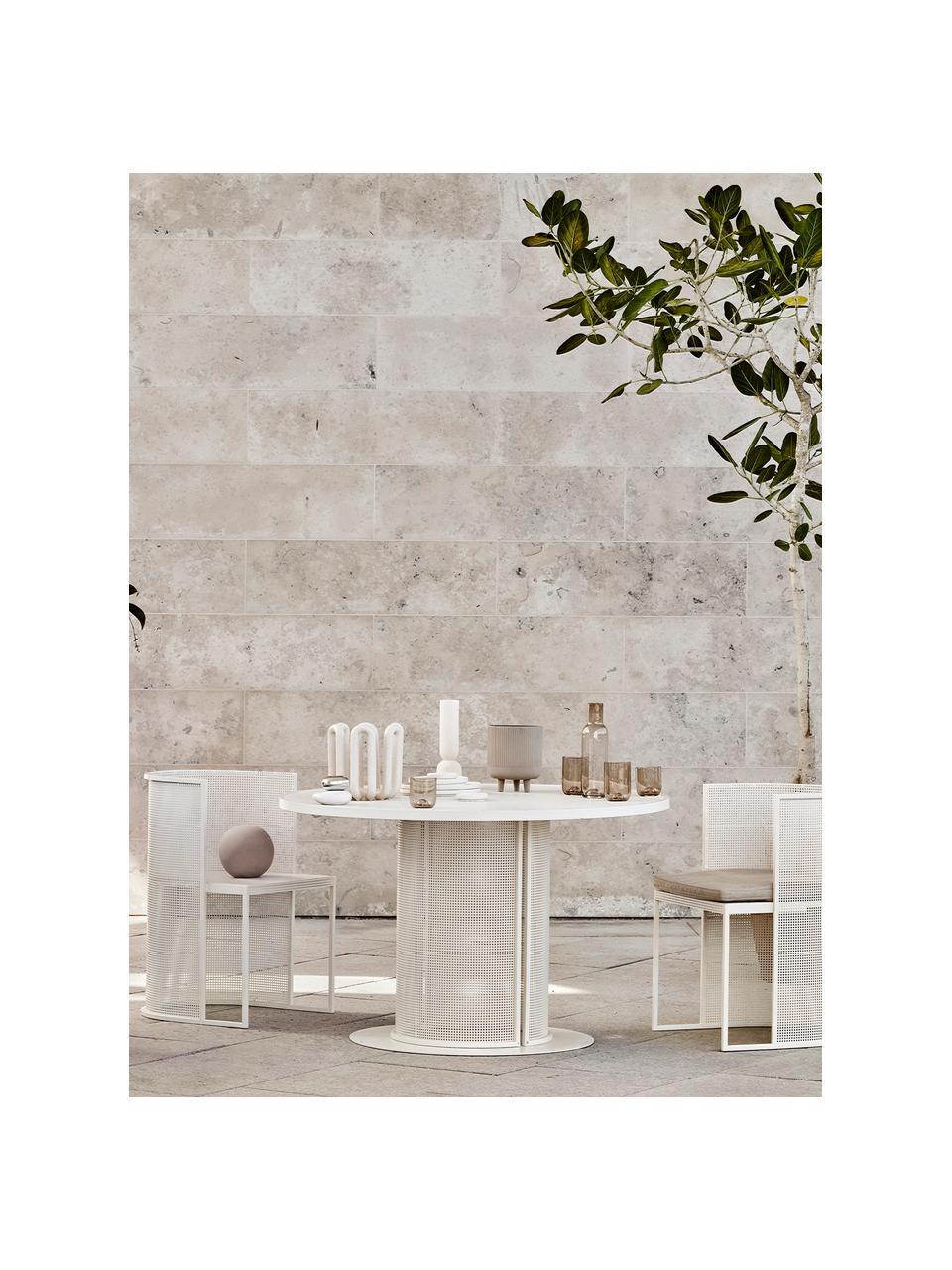 Sedia con braccioli da giardino Bauhaus, Acciaio verniciato a polvere, Bianco crema, Larg. 51 x Prof. 53 cm