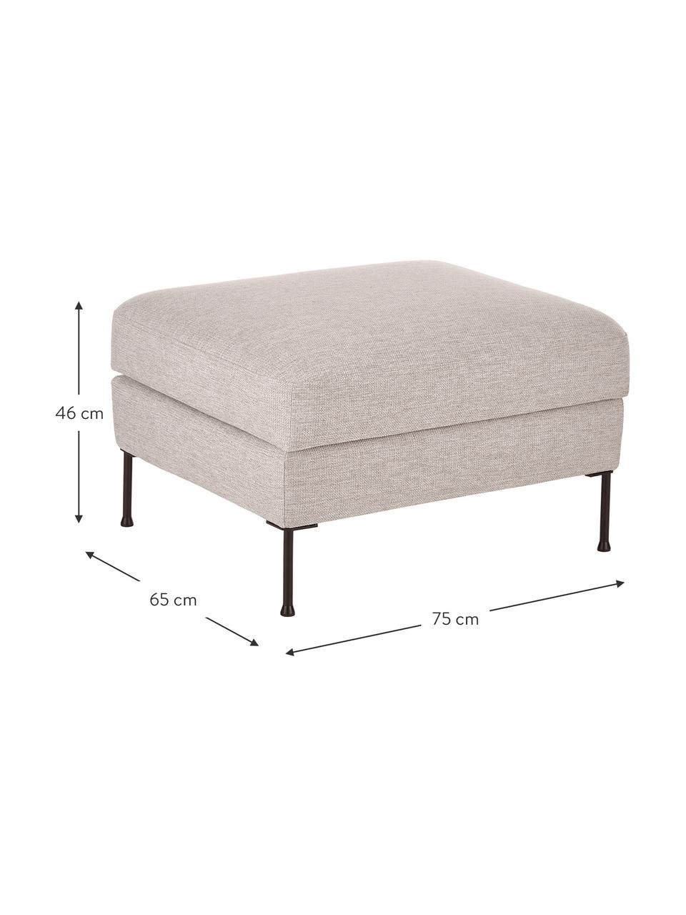 Tabouret/repose-pieds avec rangement Cucita, Tissu beige, larg. 75 x haut. 46 cm