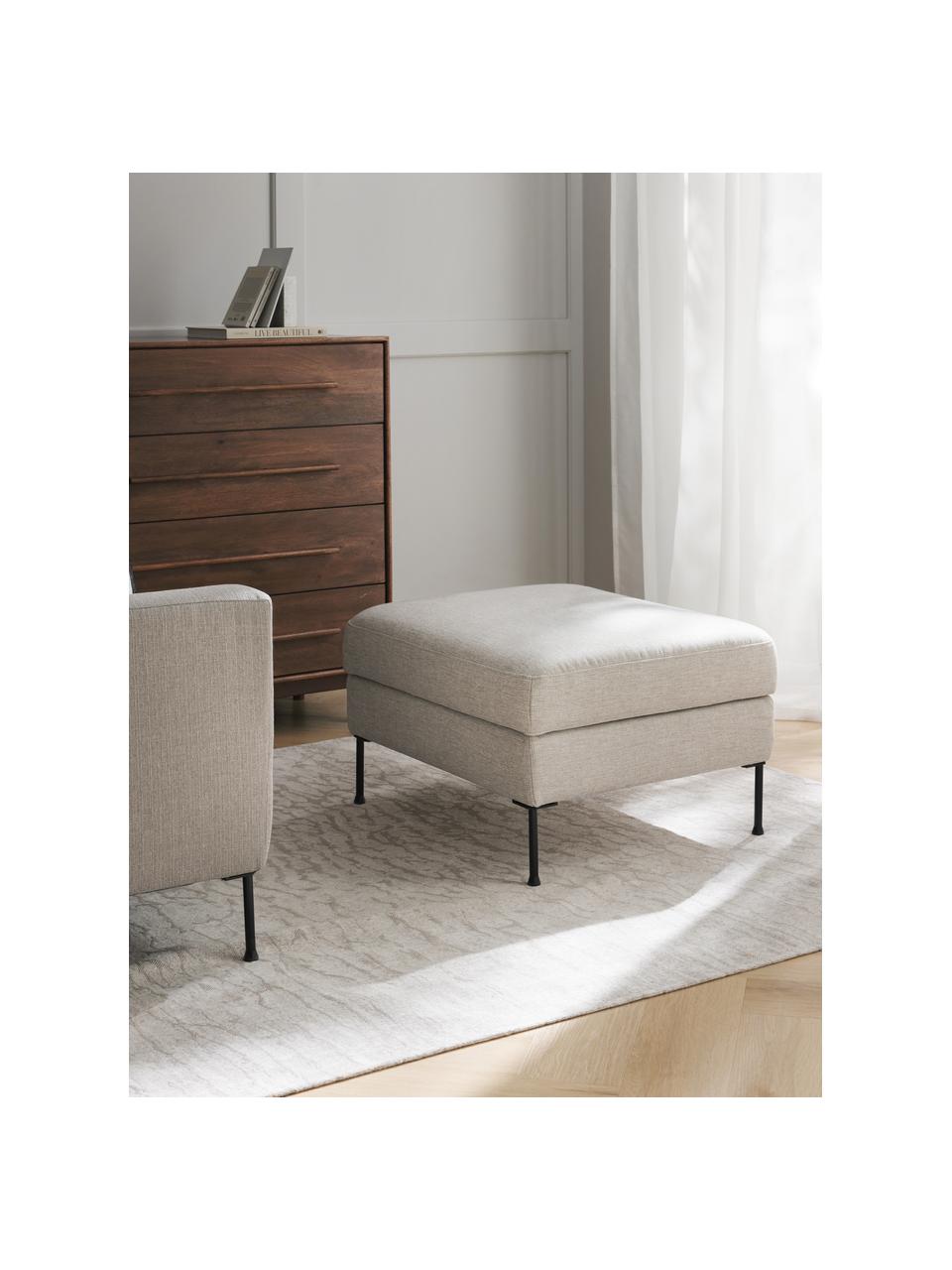 Poggiapiedi contenitore da divano Cucita, Rivestimento: tessuto (poliestere) Con , Struttura: legno di pino massiccio, Piedini: metallo laccato Questo pr, Tessuto beige chiaro, Larg. 75 x Prof. 65 cm