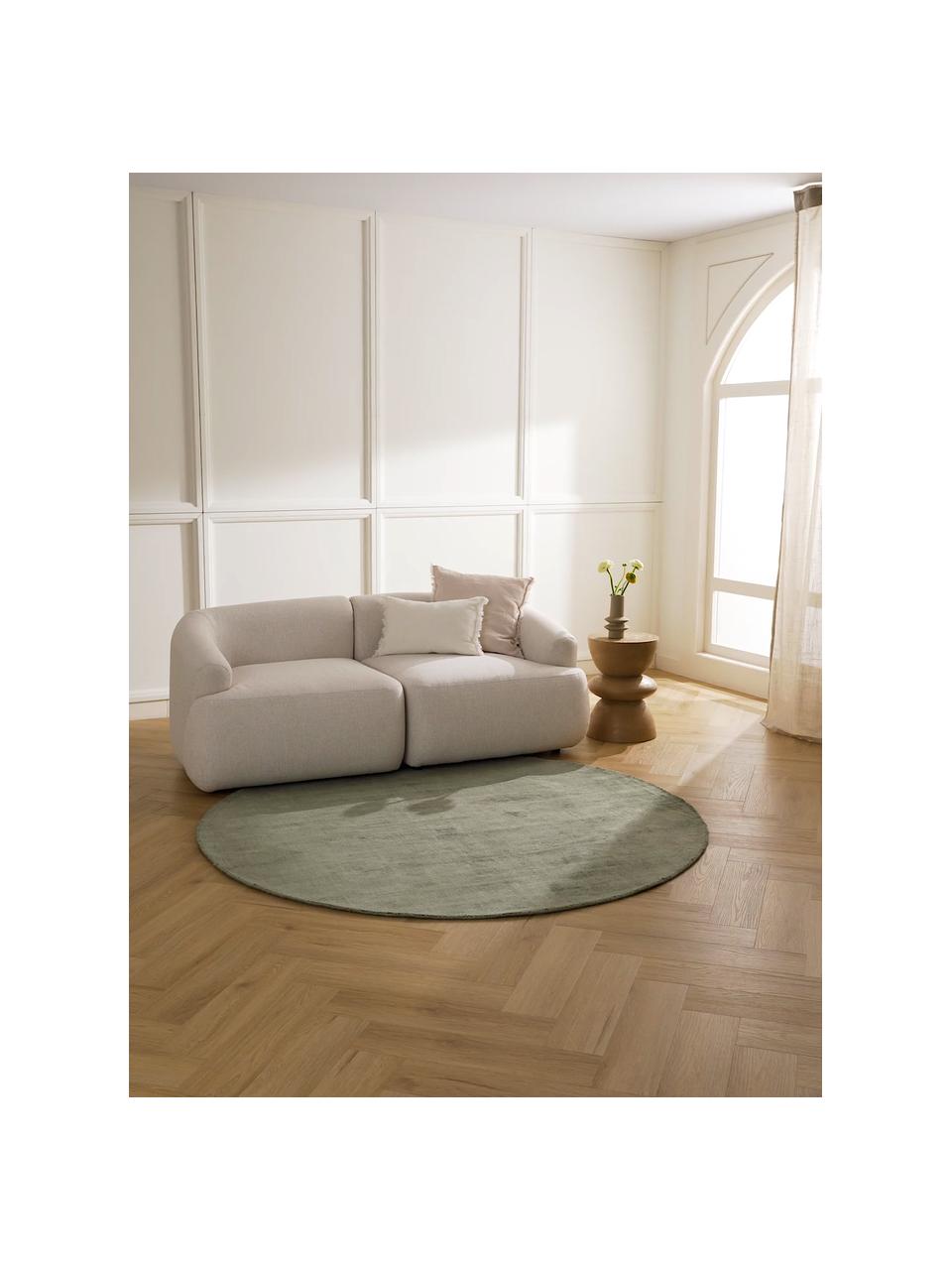 Tapis rond en viscose tissé main Jane, Vert, Ø 200 cm (taille L)