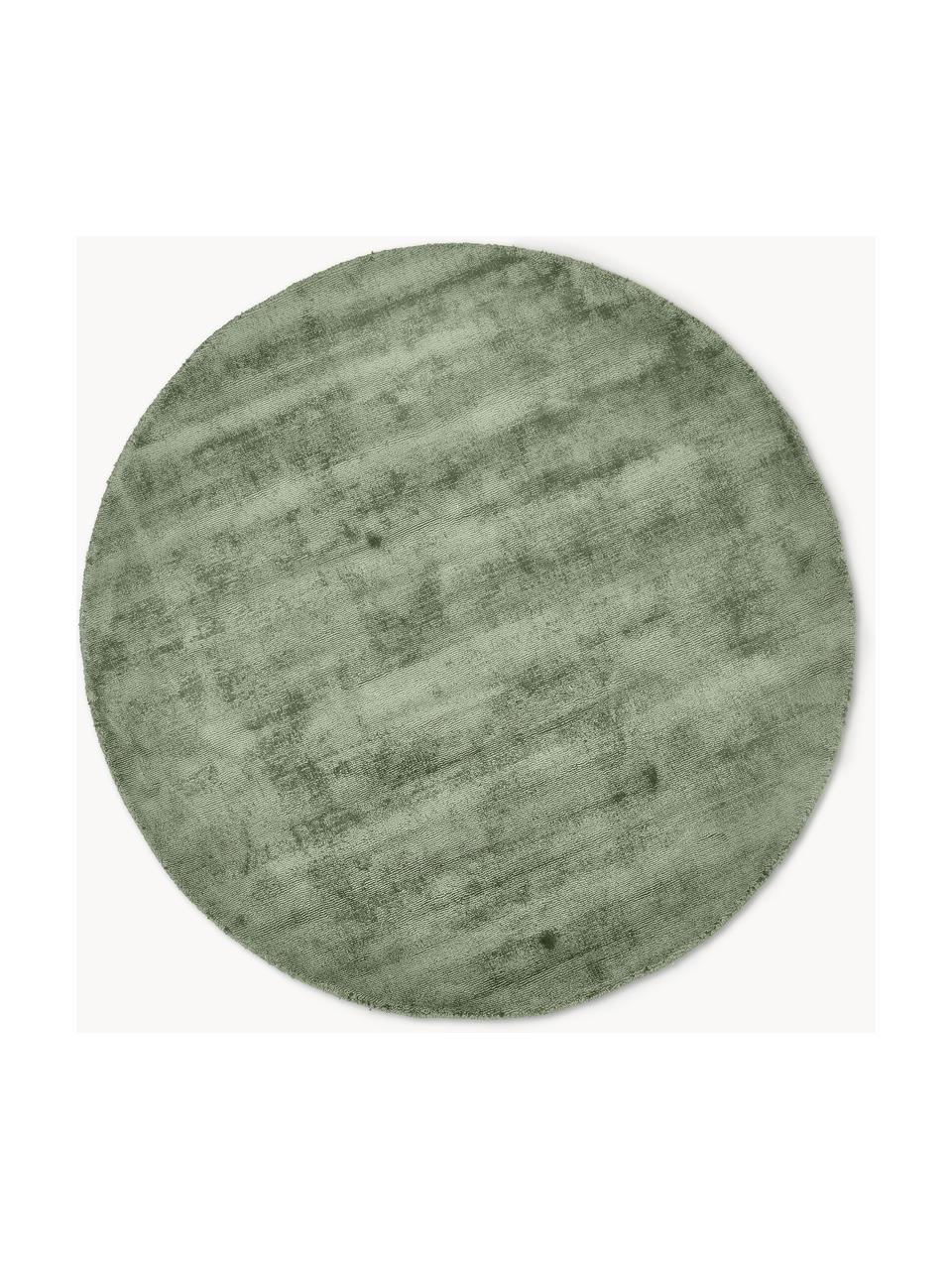 Tapis rond en viscose tissé main Jane, Vert foncé, Ø 150 cm (taille M)