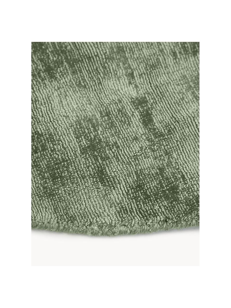 Tapis rond en viscose tissé main Jane, Vert foncé, Ø 150 cm (taille M)