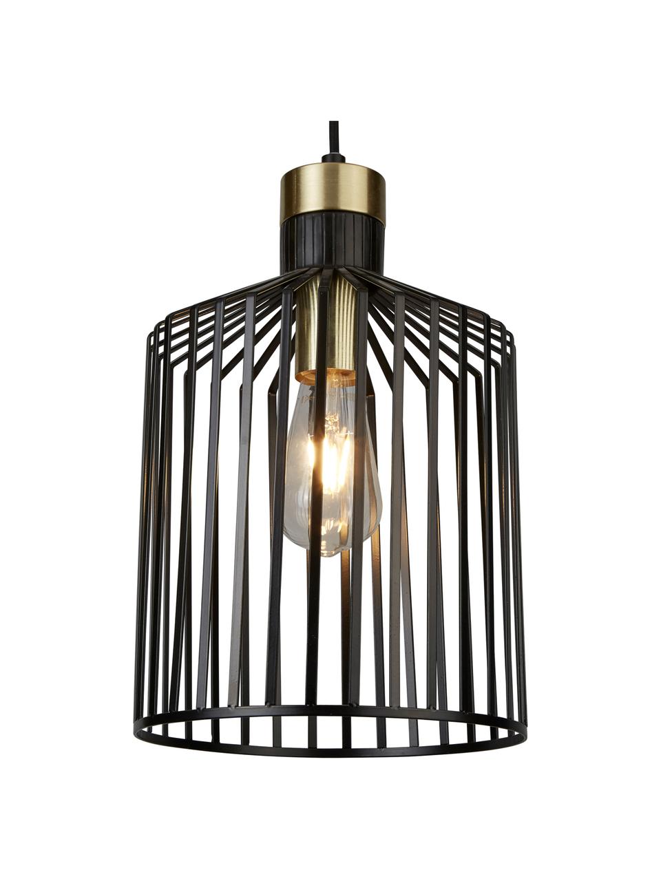 Malá závesná lampa Bird Cage, Čierna, odtiene zlatej