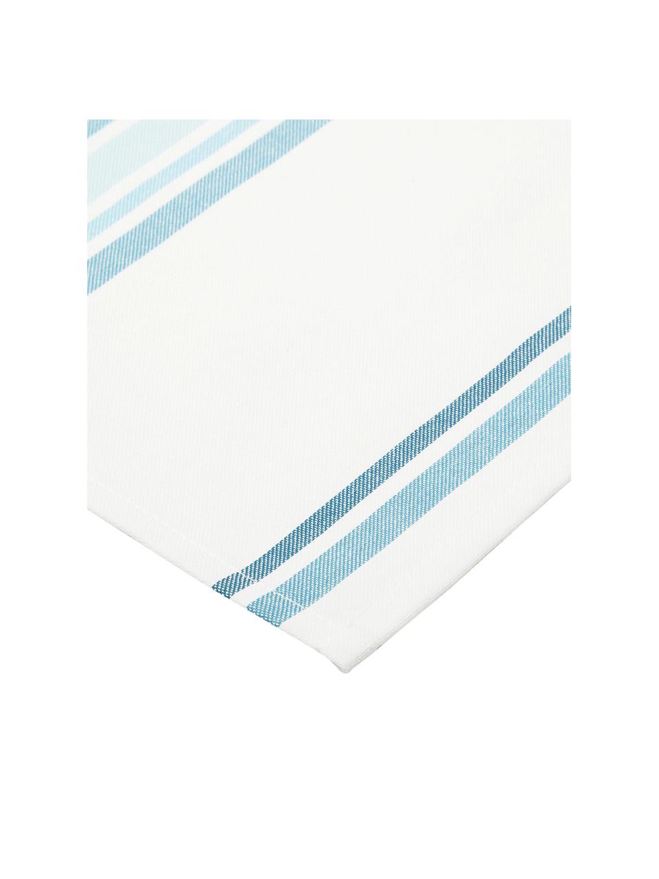 Serviettes de table en coton Katie, 2 pièces, Blanc, bleu