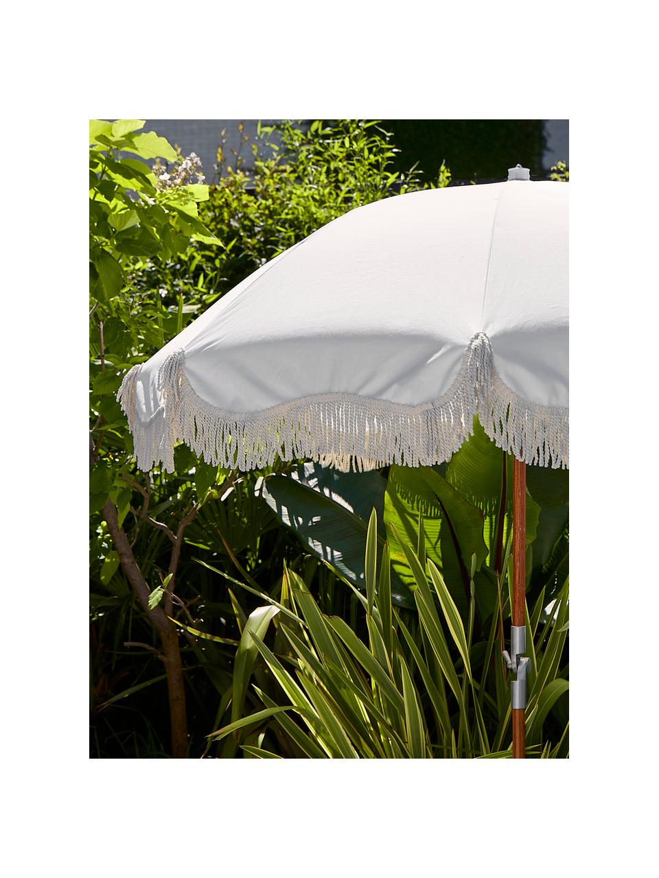 Parasol à franges Retro, inclinable, Blanc, blanc crème, Ø 180 x haut. 230 cm
