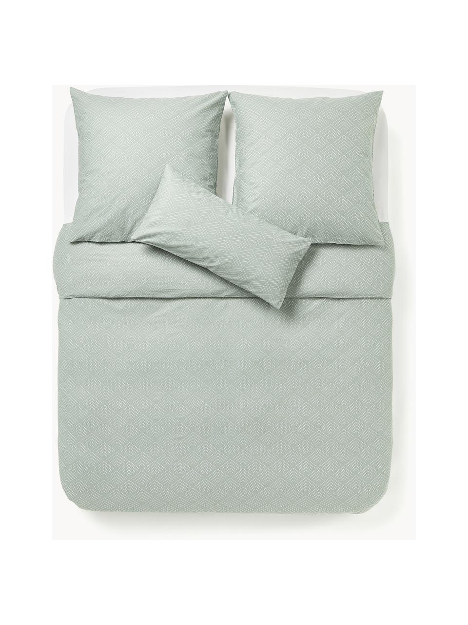 Baumwoll-Bettdeckenbezug Milano mit grafischem Muster, Webart: Renforcé Fadendichte 144 , Salbeigrün, B 200 x L 200 cm