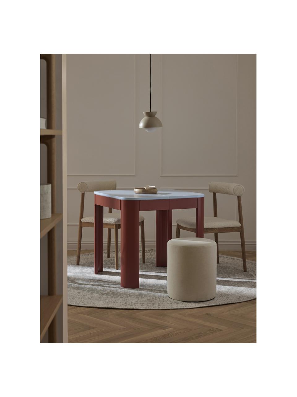 Mesa de comedor extensible Samos, tamaños diferentes, Tablero: tablero de fibra de densi, Patas: madera de haya maciza, Azul claro, rojo, An 80/120 x F 80 cm