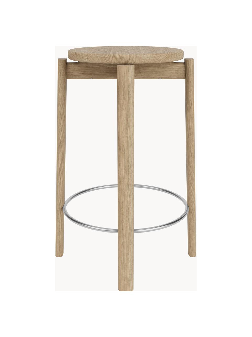 Tabouret en chêne Passage, Bois de chêne, acier, Ø 46 x haut. 65 cm