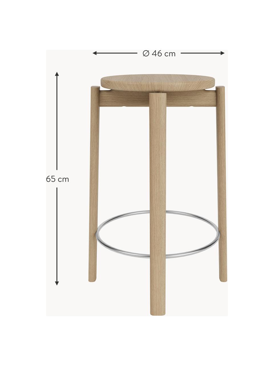 Sgabello in legno di quercia Passage, Legno di quercia, argentato, Ø 46 x Alt. 65 cm