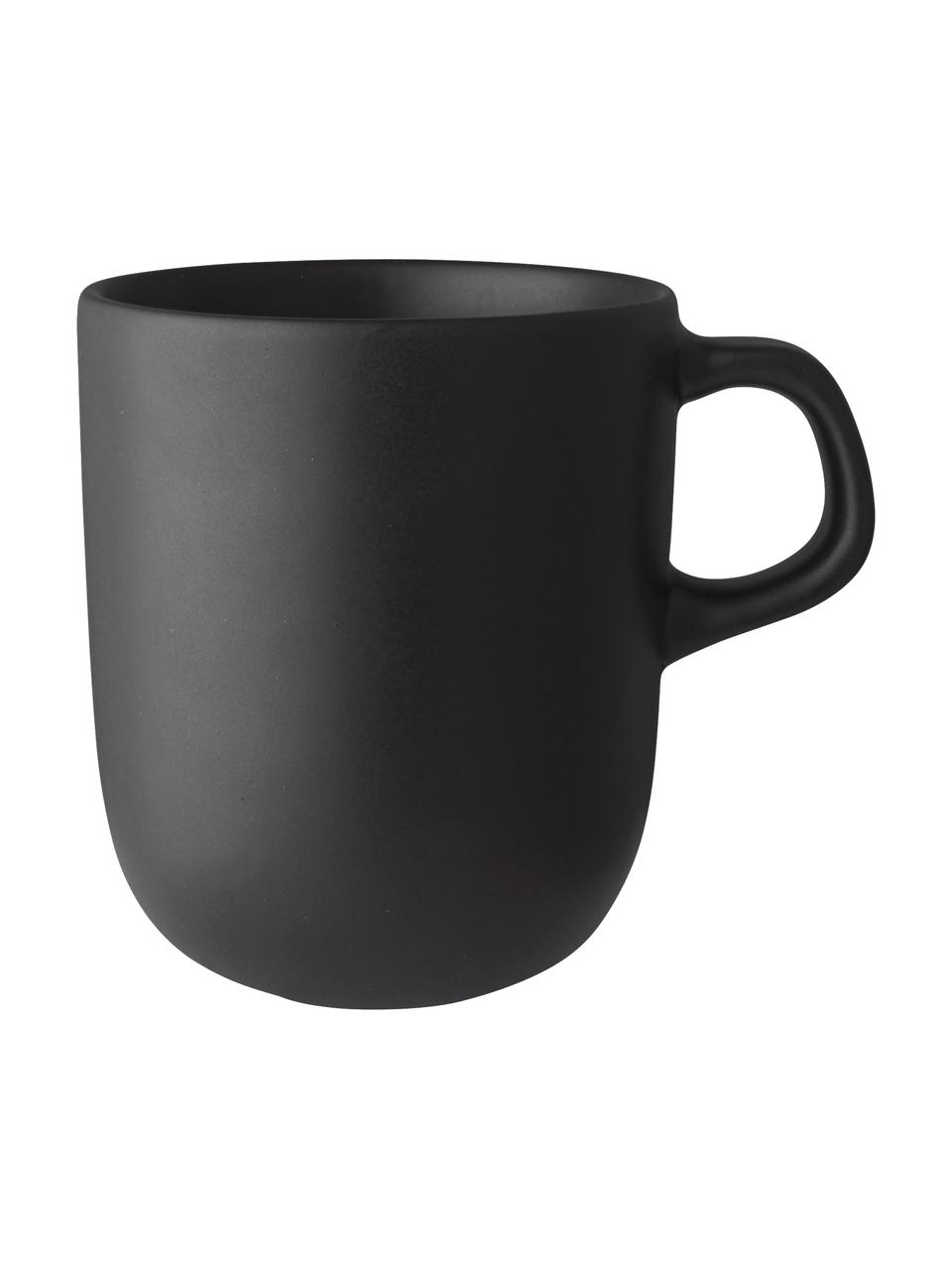 Tazas de café de gres Nordic Kitchen, 4 uds., Gres, Negro mate, Ø 8 cm, 300 ml