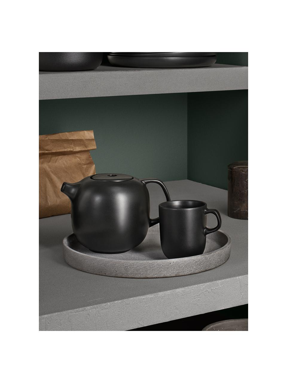 Mokken Nordic Kitchen van keramiek in mat zwart, 4 stuks, Keramiek, Mat zwart, Ø 8 cm, 300 ml