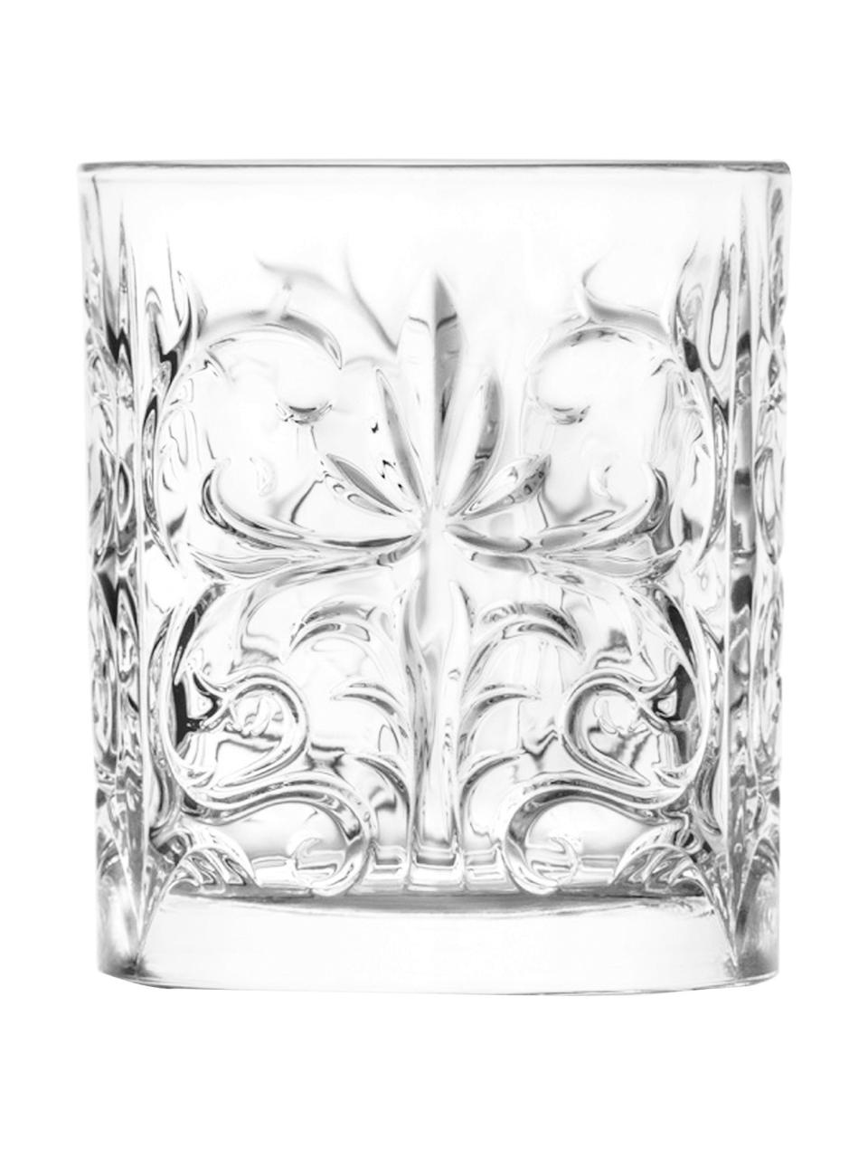 Glazen Bichiera met reliëf, 4-delig, Kristalglas, Transparant, Ø 8 x H 9 cm, 310 ml