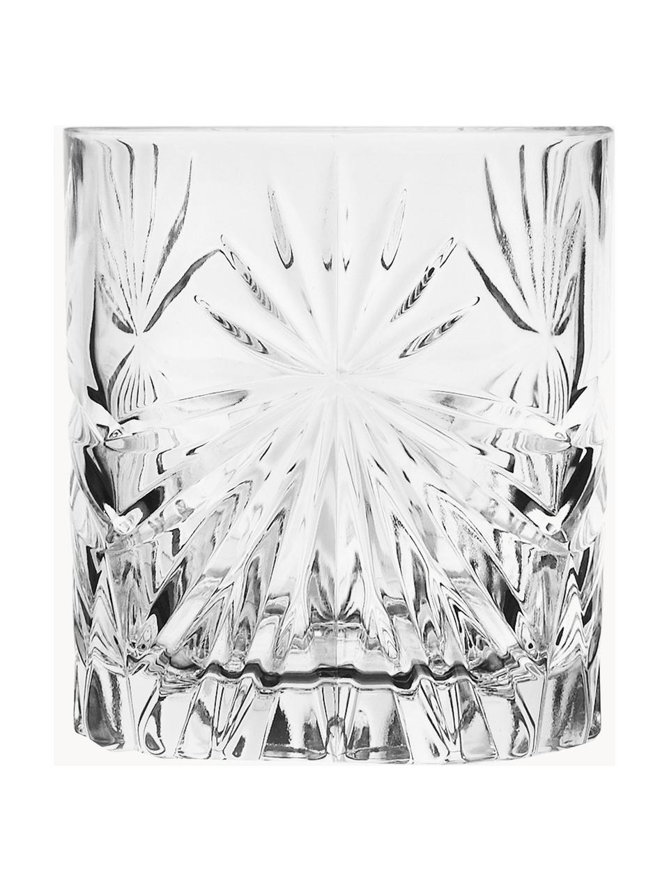 Vasos old fashioned de cristal con relieve Bichiera, 4 uds., Cristal, Transparente, Ø 8 x Al 9 cm, 310 ml