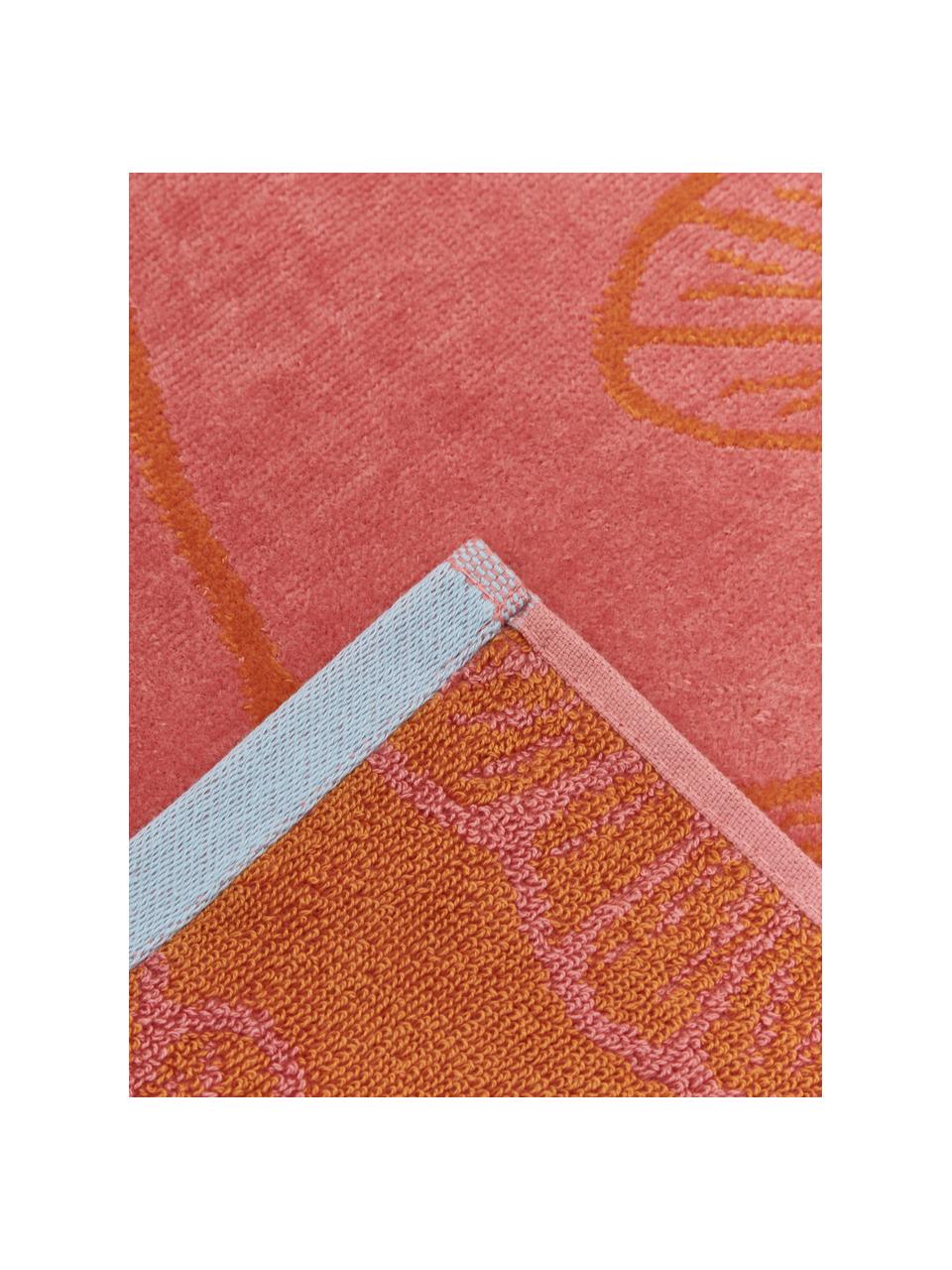 Serviette de plage pur coton rose orange Burnt Sky, 100 % coton, Rose, orange, larg. 100 x long. 180 cm
