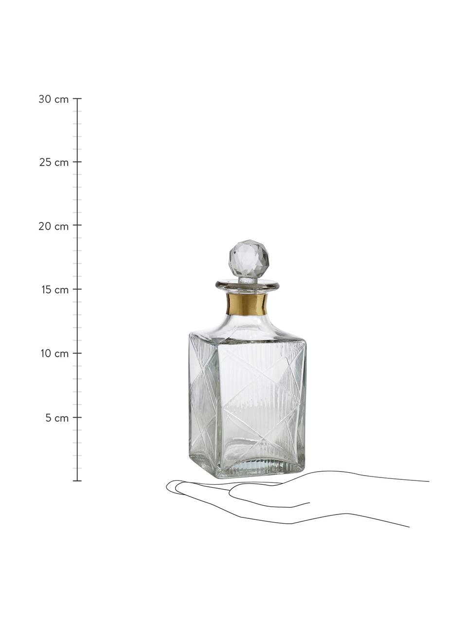 Bottiglia liquore in vetro Diamond, 400 ml, Vetro, Trasparente Bordo: dorato, Alt. 19 cm