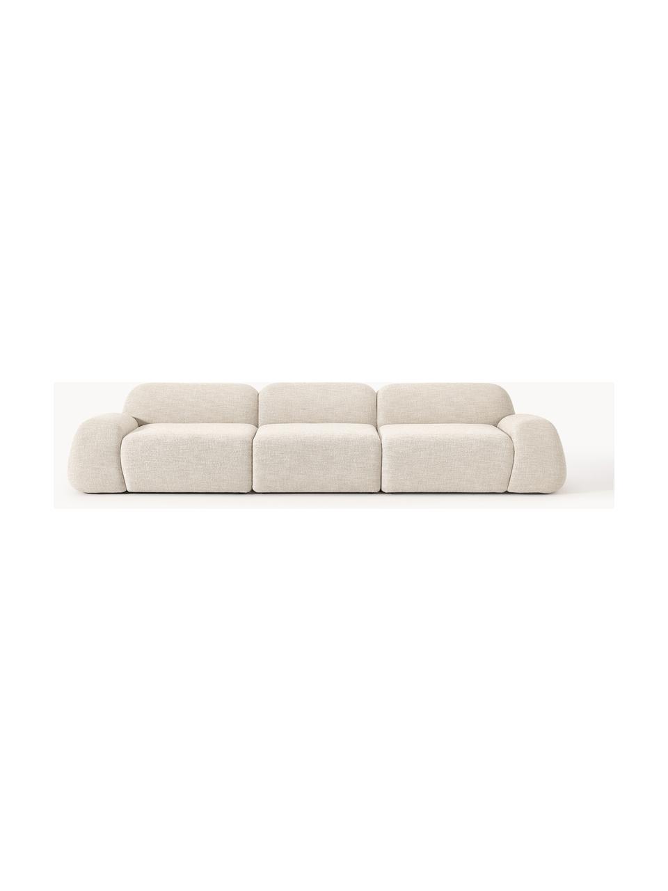 Canapé modulable 4 places en bouclette Wolke, Bouclette beige clair, larg. 343 x prof. 118 cm