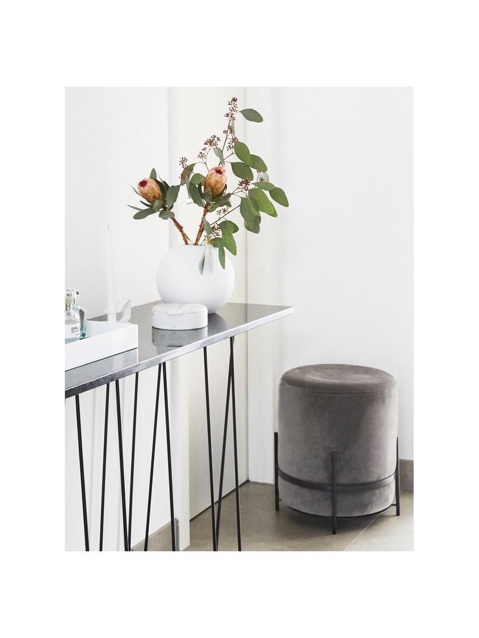 Tabouret en velours Haven, Velours gris, noir, ∅ 38 x haut. 45 cm