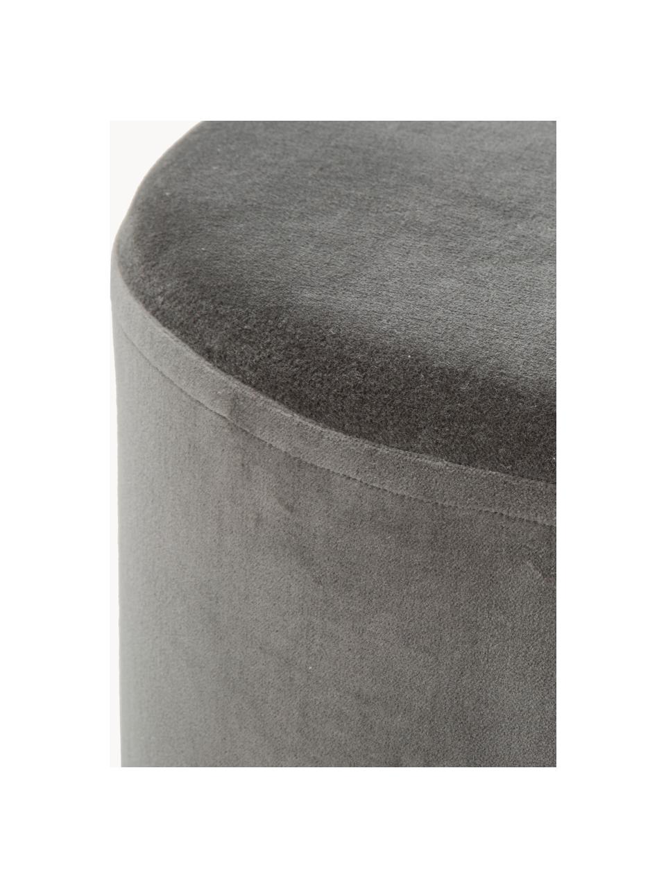 Pouf in velluto Haven, Rivestimento: velluto di cotone, Velluto grigio, nero, Ø 38 x Alt. 45 cm