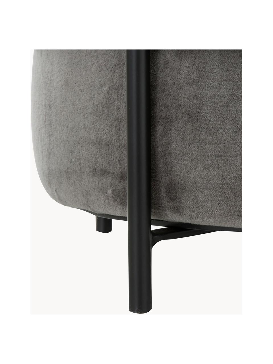 Tabouret en velours Haven, Velours gris, noir, ∅ 38 x haut. 45 cm