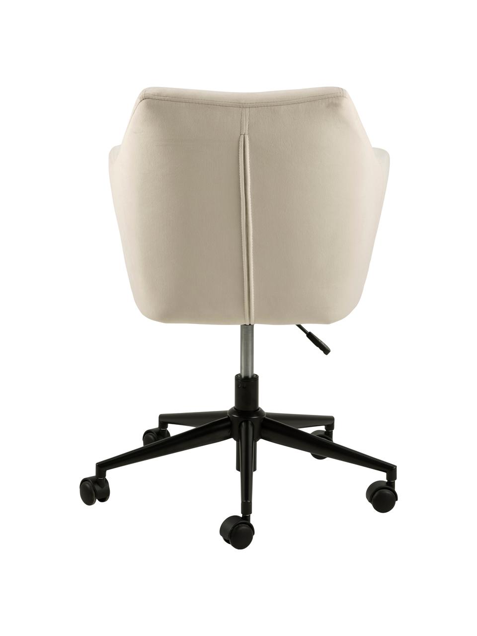 Sedia da scrivania in velluto Nora, regolabile in altezza, Rivestimento: poliestere (velluto) 25.0, Struttura: metallo verniciato a polv, Velluto beige, Larg. 58 x Prof. 58 cm
