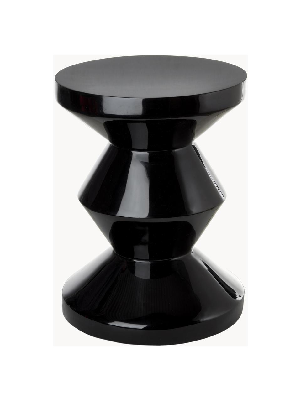 Okrúhly odkladací stolík Zig Zag, Plast, lakovaný, Čierna, Ø 36 x V 45 cm