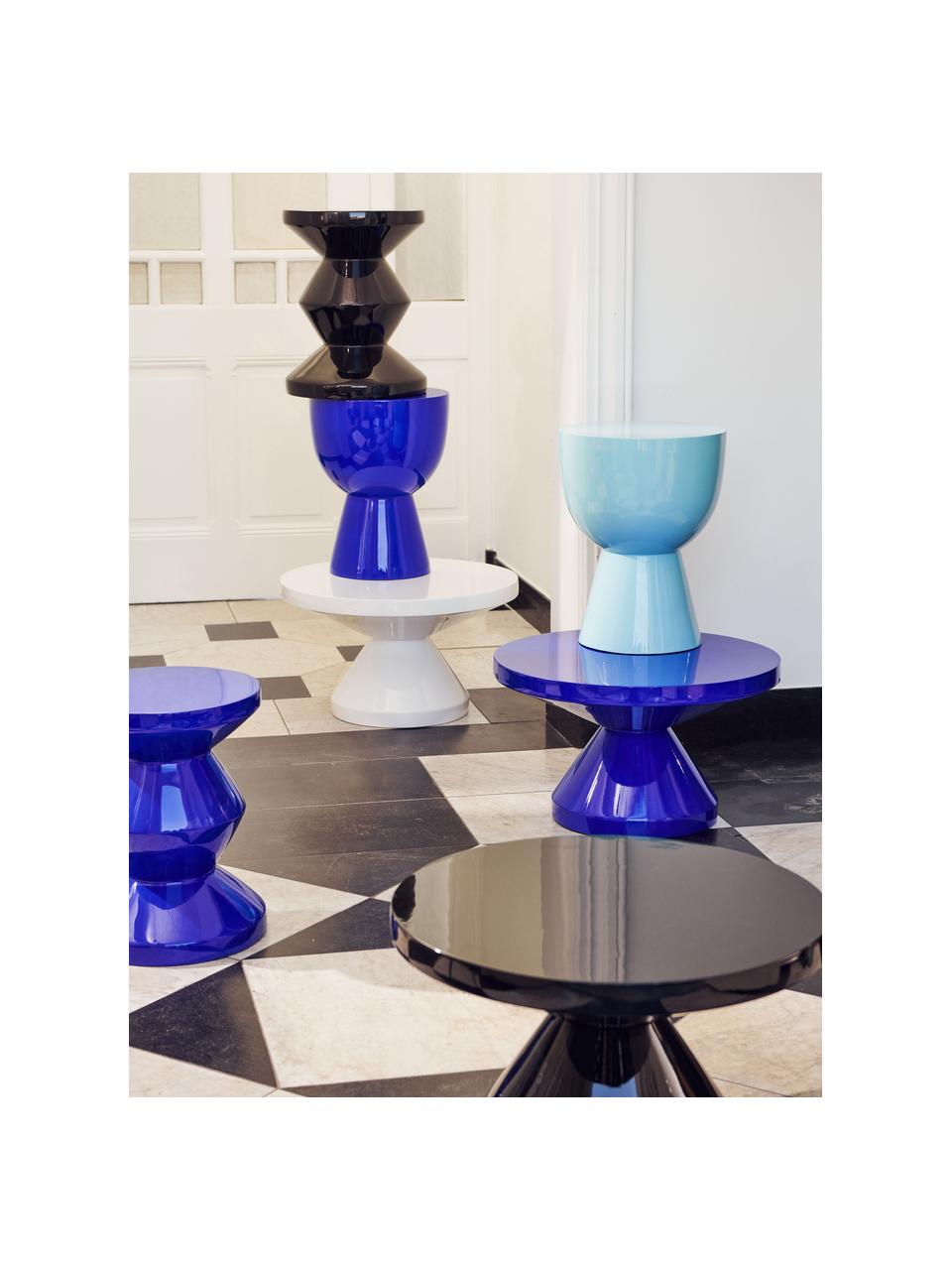 Table d'appoint ronde Zig Zag, Plastique, laqué, Noir, Ø 36 x haut. 46 cm