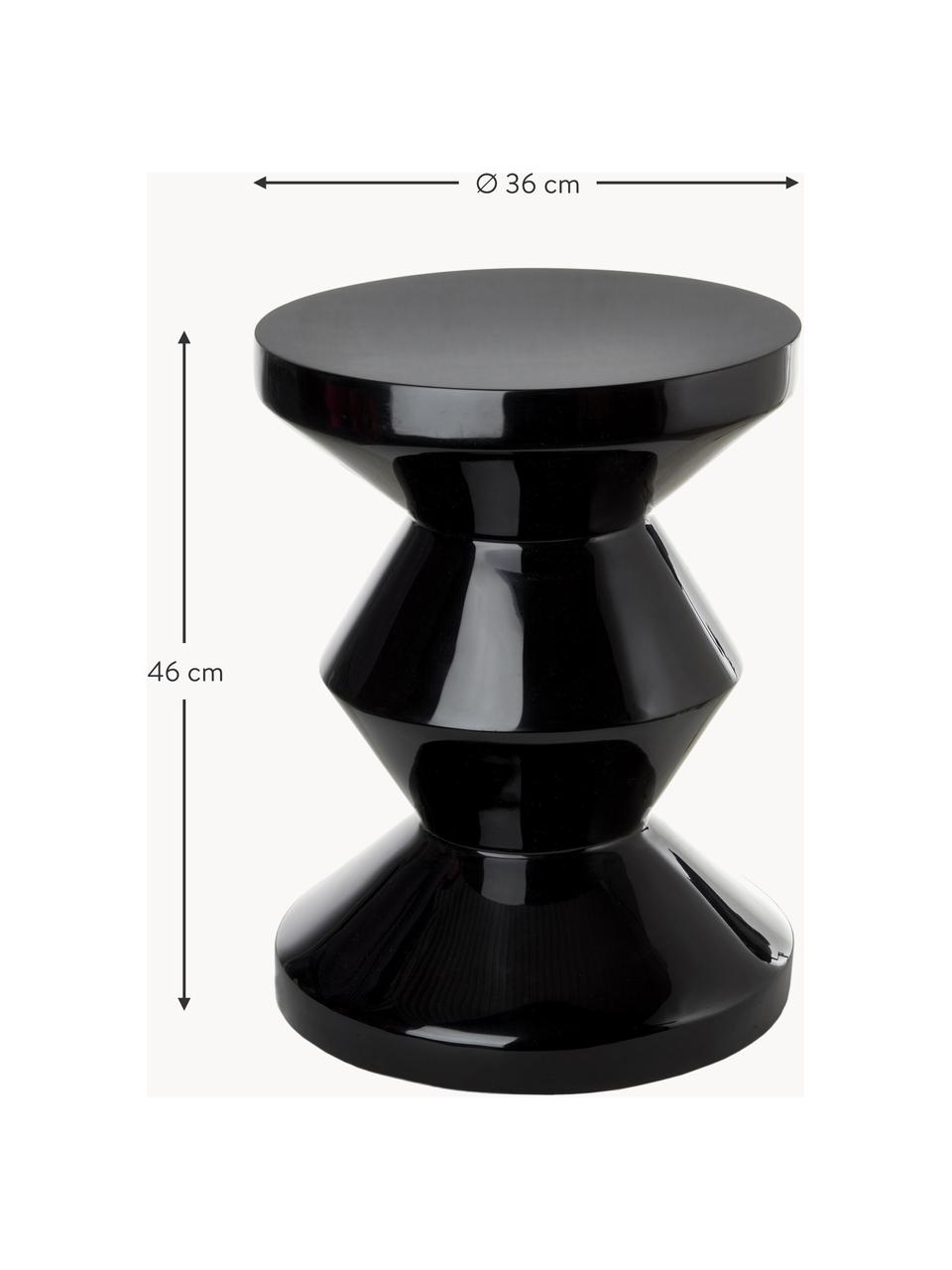 Table d'appoint ronde Zig Zag, Plastique, laqué, Noir, Ø 36 x haut. 46 cm
