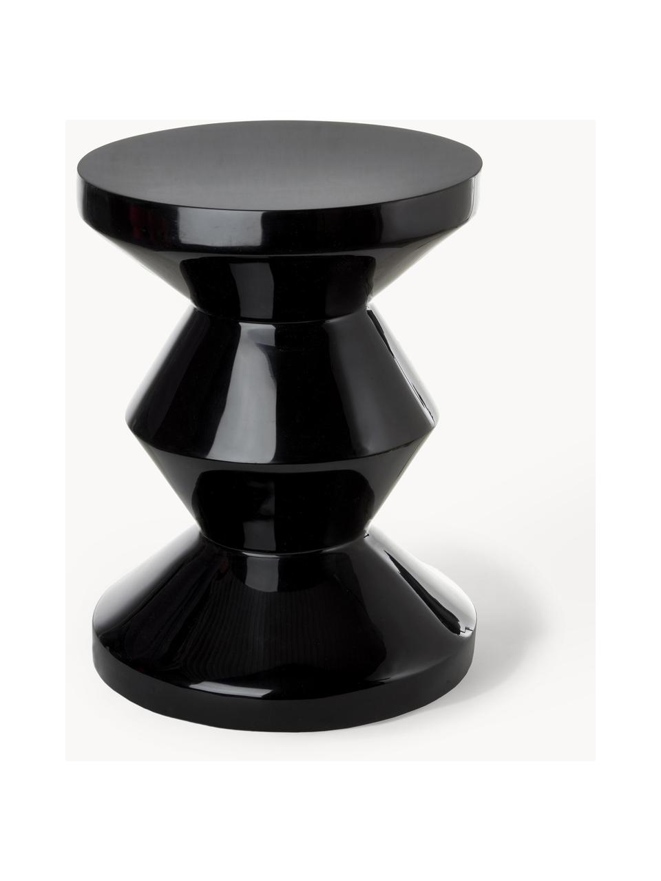 Table d'appoint ronde Zig Zag, Plastique, laqué, Noir, Ø 36 x haut. 46 cm