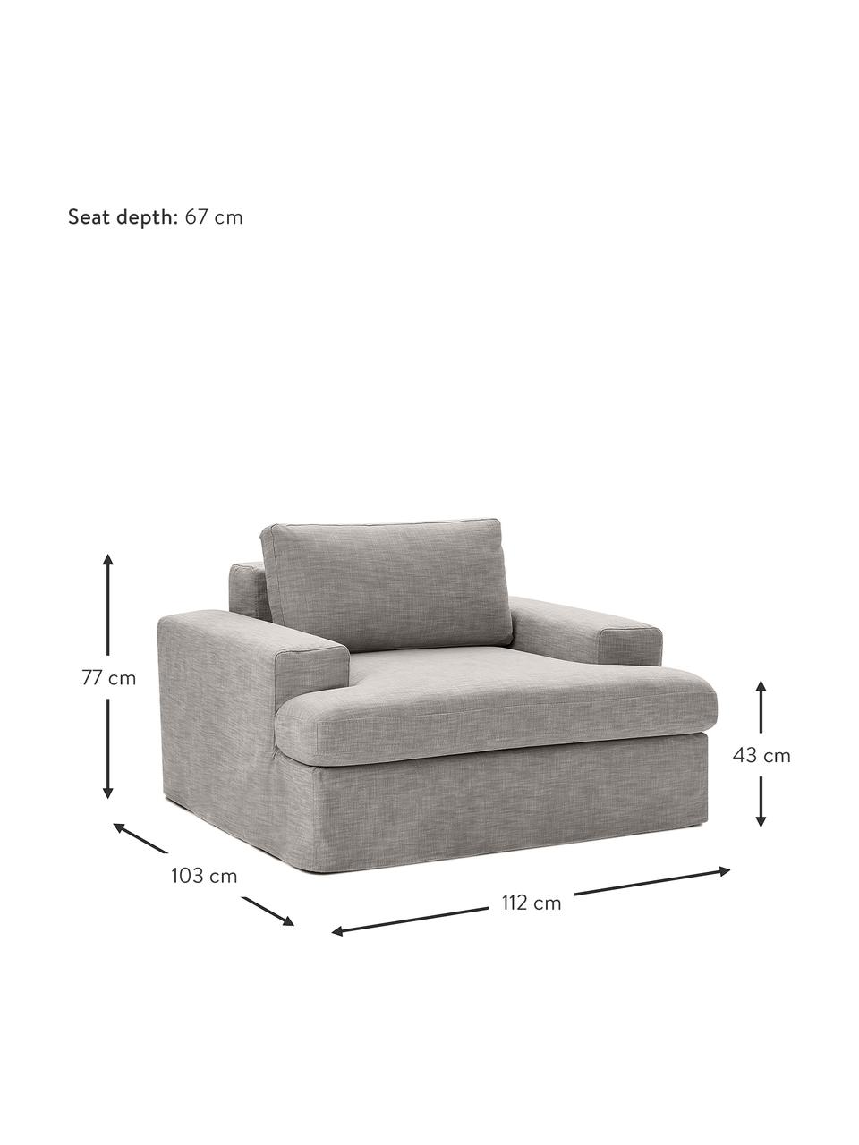 Sillón Russell, Tapizado: 100% algodón Alta resiste, Tapizado: relleno de espuma, Estructura: madera contrachapada de p, Patas: plástico, Tejido gris, An 103 x Al 77 cm