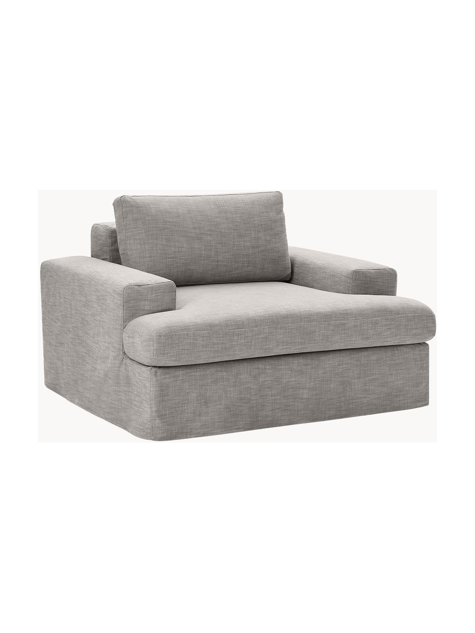 Fauteuil Russell met afneembare hoezen, Bekleding: 100% katoen Met 50.000 sc, Frame: massief grenenhout FSC-ge, Poten: kunststof Dit product is , Geweven stof grijs, B 103 x D 112 cm